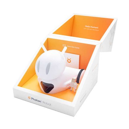 Photon Robot EDU in its packaging, designed for teaching coding and interdisciplinary subjects to students.