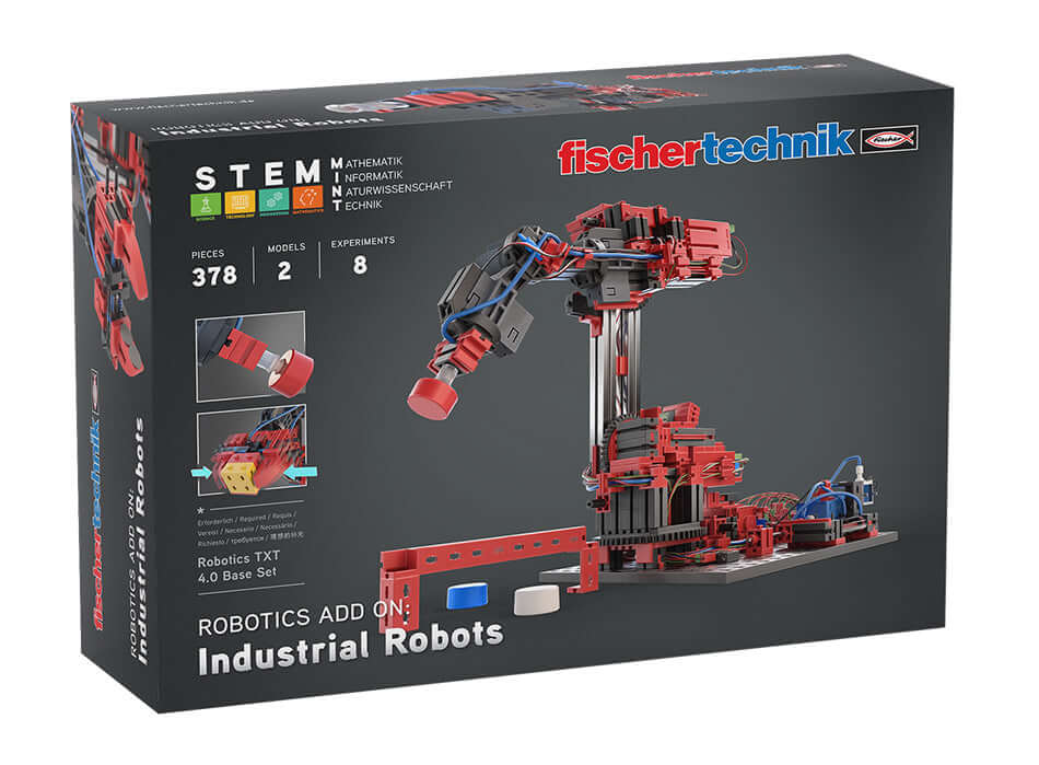 Add On STEM Coding Ultimate: Industrial Robots kit for kids to assemble and program two six-axle robot models.