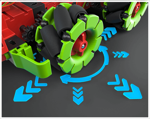 Close-up of Omniwheels for Robotics TXT 4.0 Base Set, showcasing innovative design and maneuverability.