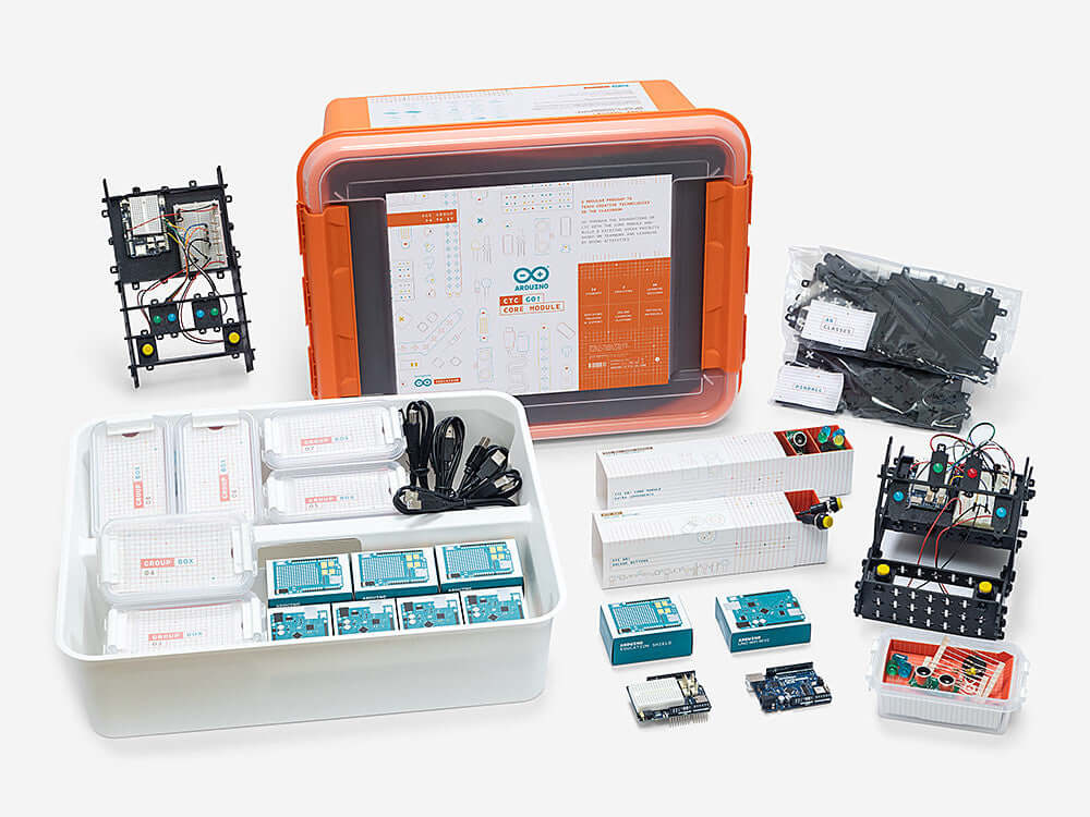Arduino Education CTC GO! Core Module kit with components for hands-on STEAM learning and experiments.