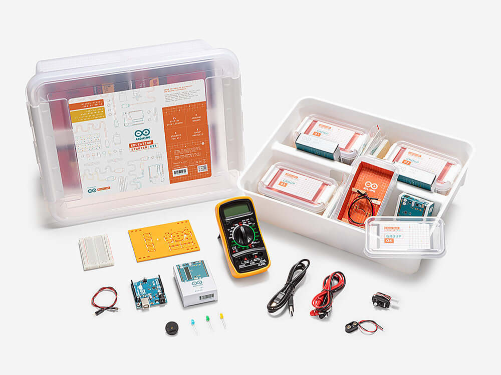 Arduino Education Starter Set with components for programming, electronics, and coding for middle school students.