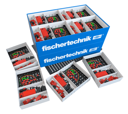 fischertechnik CLASS SET Electrical Control with various circuit components for primary school learning.