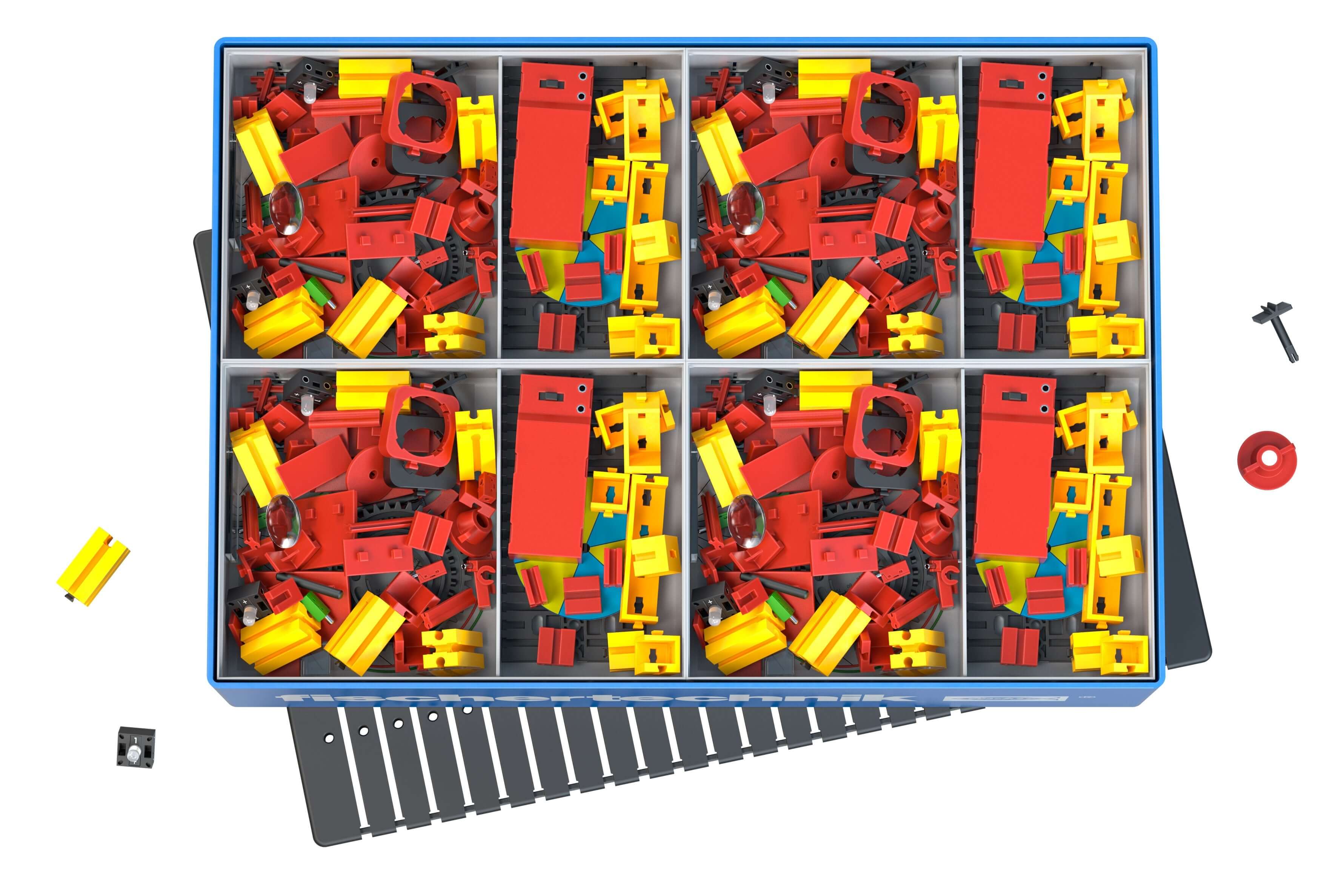 CLASS SET Optics kit with colorful educational pieces for teaching basic optics in primary schools.