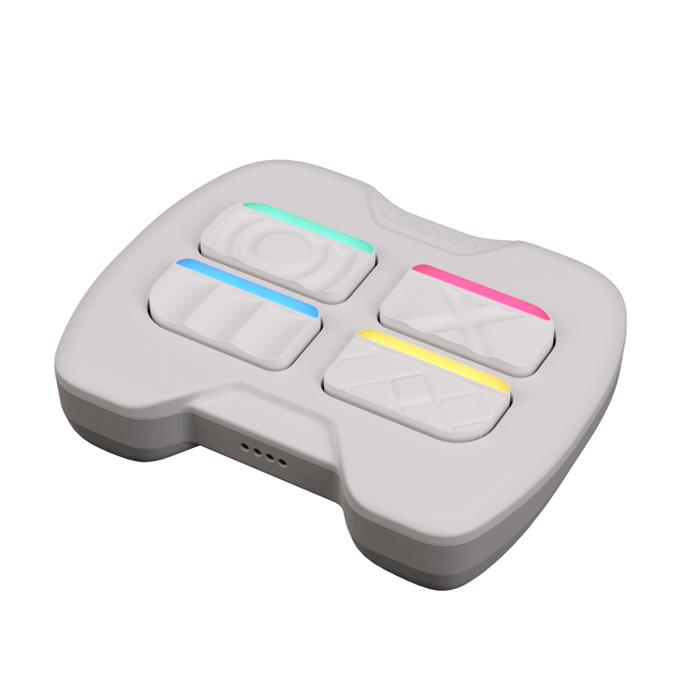 Classwise interactive gamification controller for educators, featuring colorful buttons for engaging classroom activities.