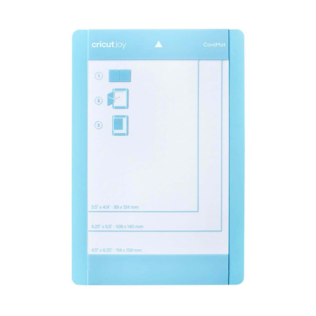 Cricut Joy Card Mat in blue, 4.5" x 6.25", reusable for customizing cards quickly and easily.