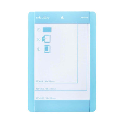 Cricut Joy Card Mat in blue, 4.5" x 6.25", reusable for customizing cards quickly and easily.