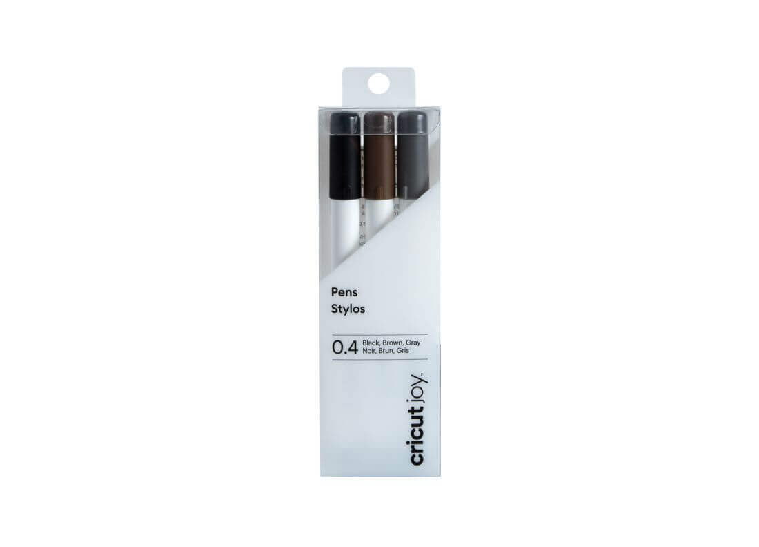 Cricut Joy Fine Point Pen Set 3-pack in Black, Brown, Gray for writing and drawing projects.