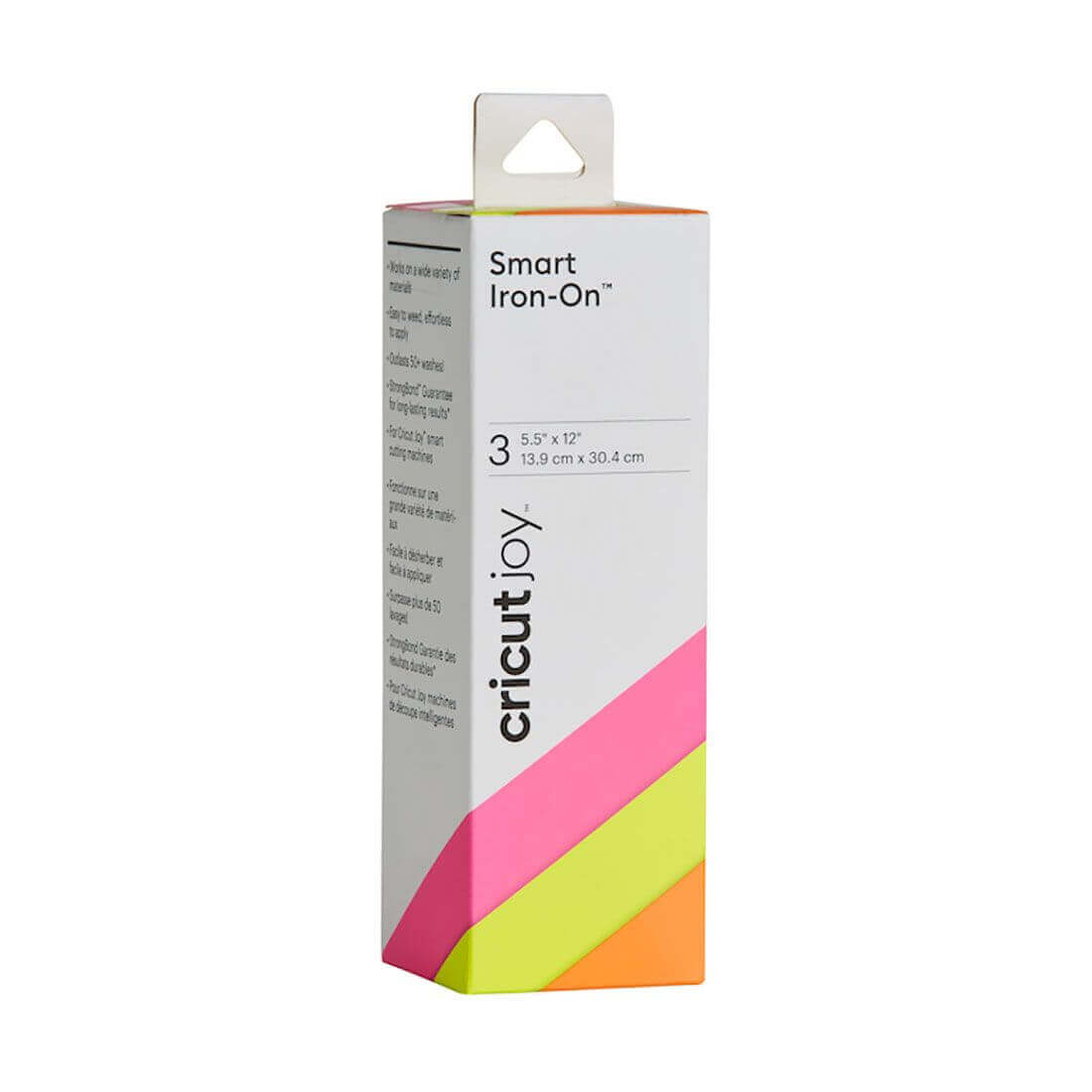Cricut Joy Smart Iron-On 5.5x12" Sampler packaging showing vibrant neon colors for crafting projects.