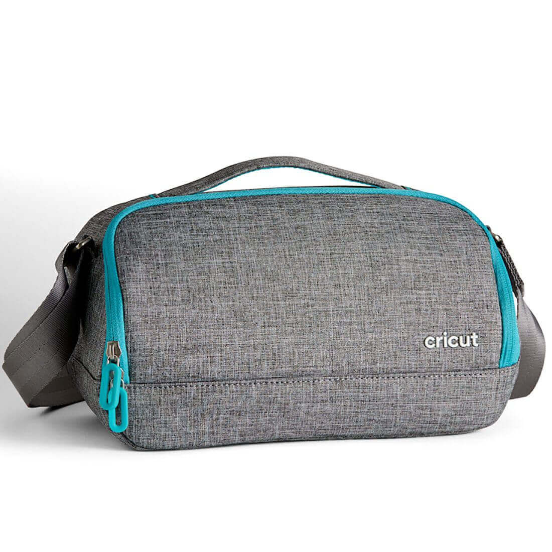 Cricut Joy™ Tote in gray with teal accents, designed for convenient transport of Cricut Joy™ machine and accessories.