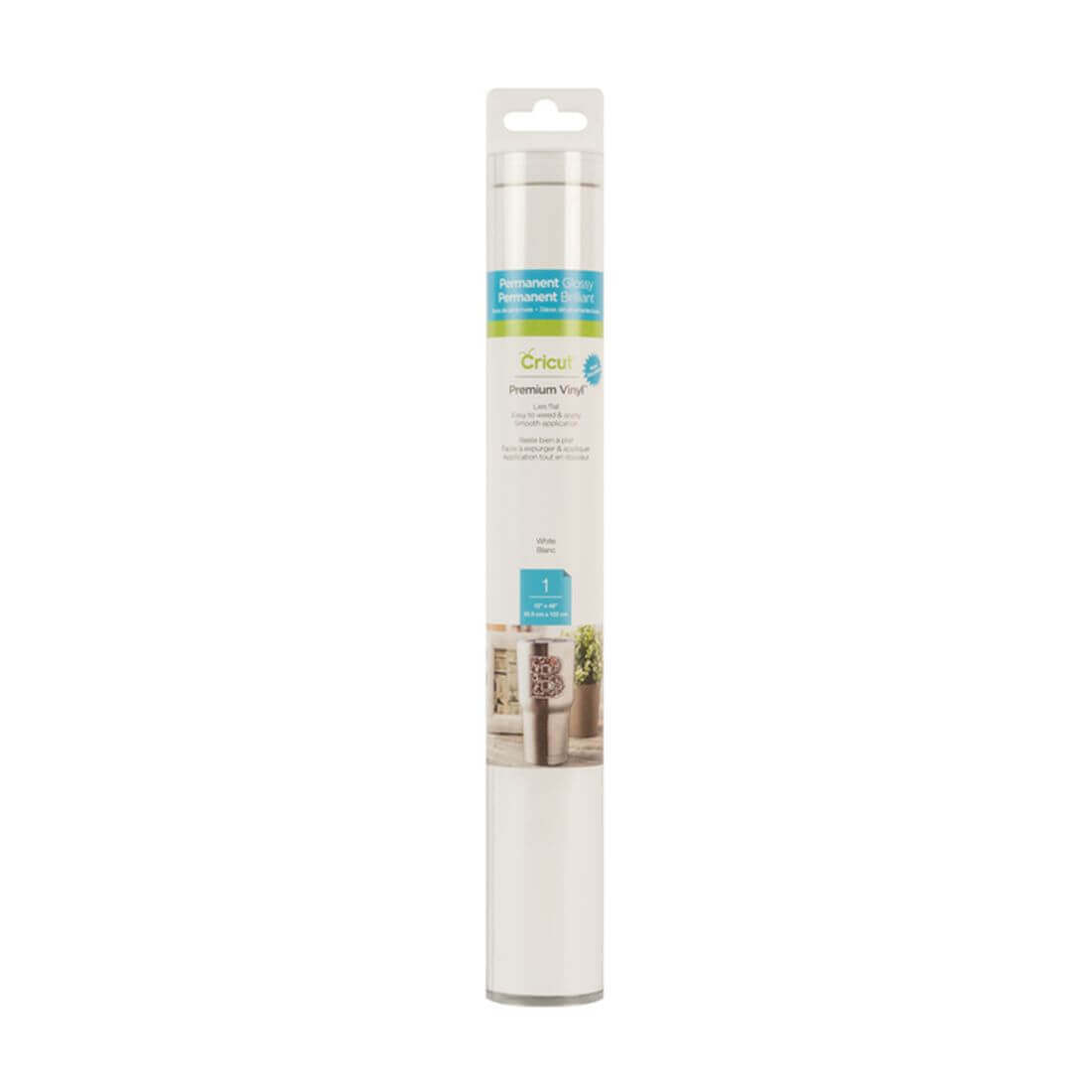 Cricut Premium Vinyl Permanent roll 12x48 inches, white color, ideal for outdoor projects with easy application.