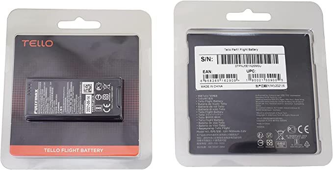 DJI Tello Drone Flight Battery packaging showcasing spare 3.8V 1100mAh LiPo battery for Tello Drones.
