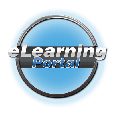 Logo of an eLearning Portal, featuring a modern design with blue and silver colors, representing online education.
