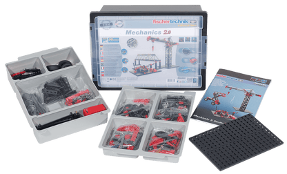 fischer technik Mechanics 2.0 kit with components and manual for learning mechanics and statics