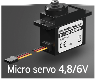 Fischer Technik micro servo 4.8/6V with wires for robotics projects and automation.