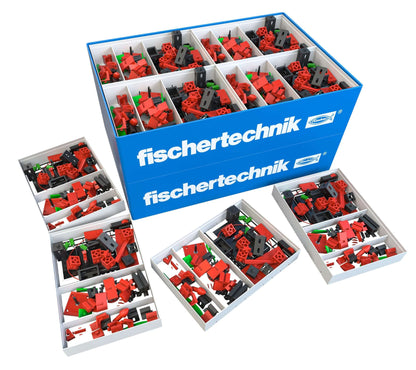 CLASS SET Solar Energy kit by fischertechnik with colorful building components for teaching renewable energy in primary schools.