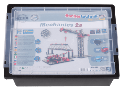 fischertechnik Mechanics 2.0 educational kit with models, ideal for learning mechanics and statics in a sustainable way.