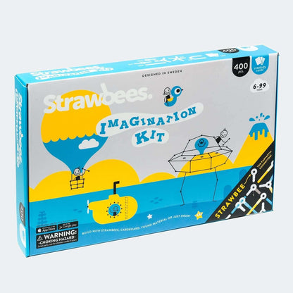 Imagination Kit packaging featuring creative building and storytelling elements for ages 6-99 by Strawbees.