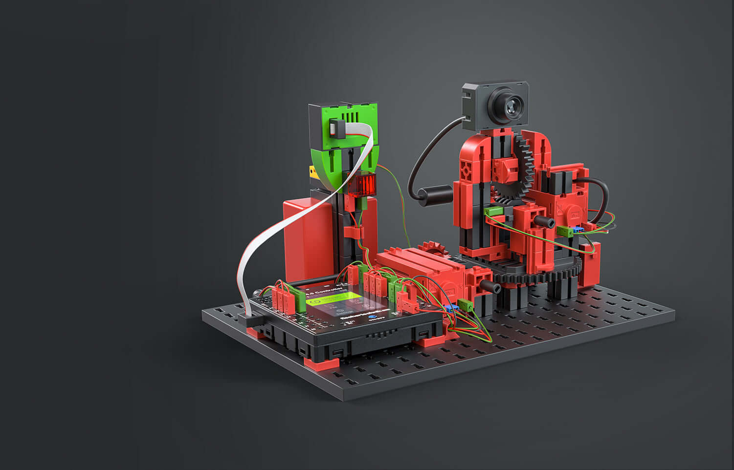 Add-On STEM Coding Ultimate IoT setup for Robotics TXT 4.0 Base Set with colorful components and wiring.
