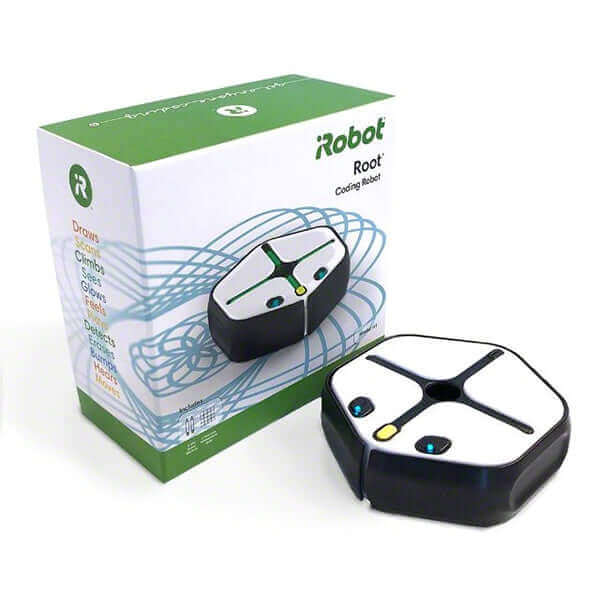 IRobot Root coding robot with packaging, designed to teach coding through creativity and play.