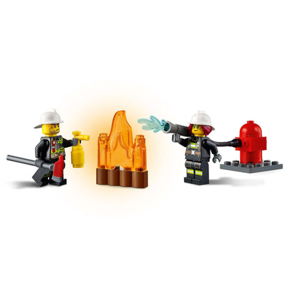 LEGO® City Fire Ladder Truck Toy 60280 with Freya McCloud and fire fighting scene, perfect for kids.