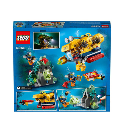LEGO® City Ocean Exploration Submarine Sea Set 60264, featuring underwater adventure elements and National Geographic support.
