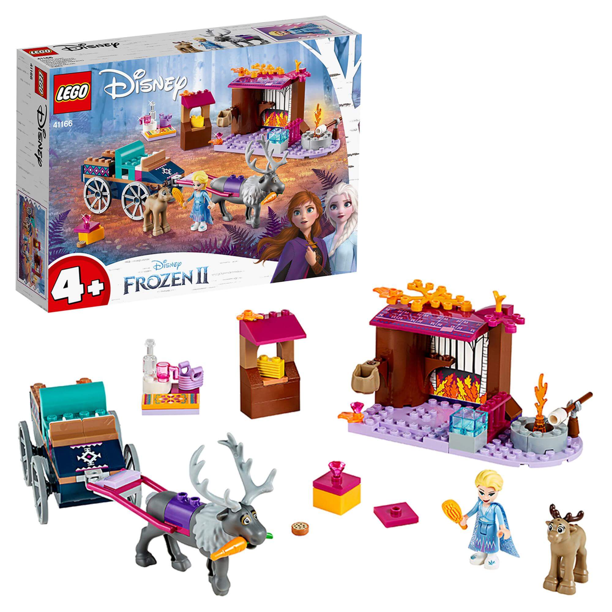 LEGO Disney Frozen 2 Elsa's Wagon Adventure 41166 set with characters and accessories for imaginative play.