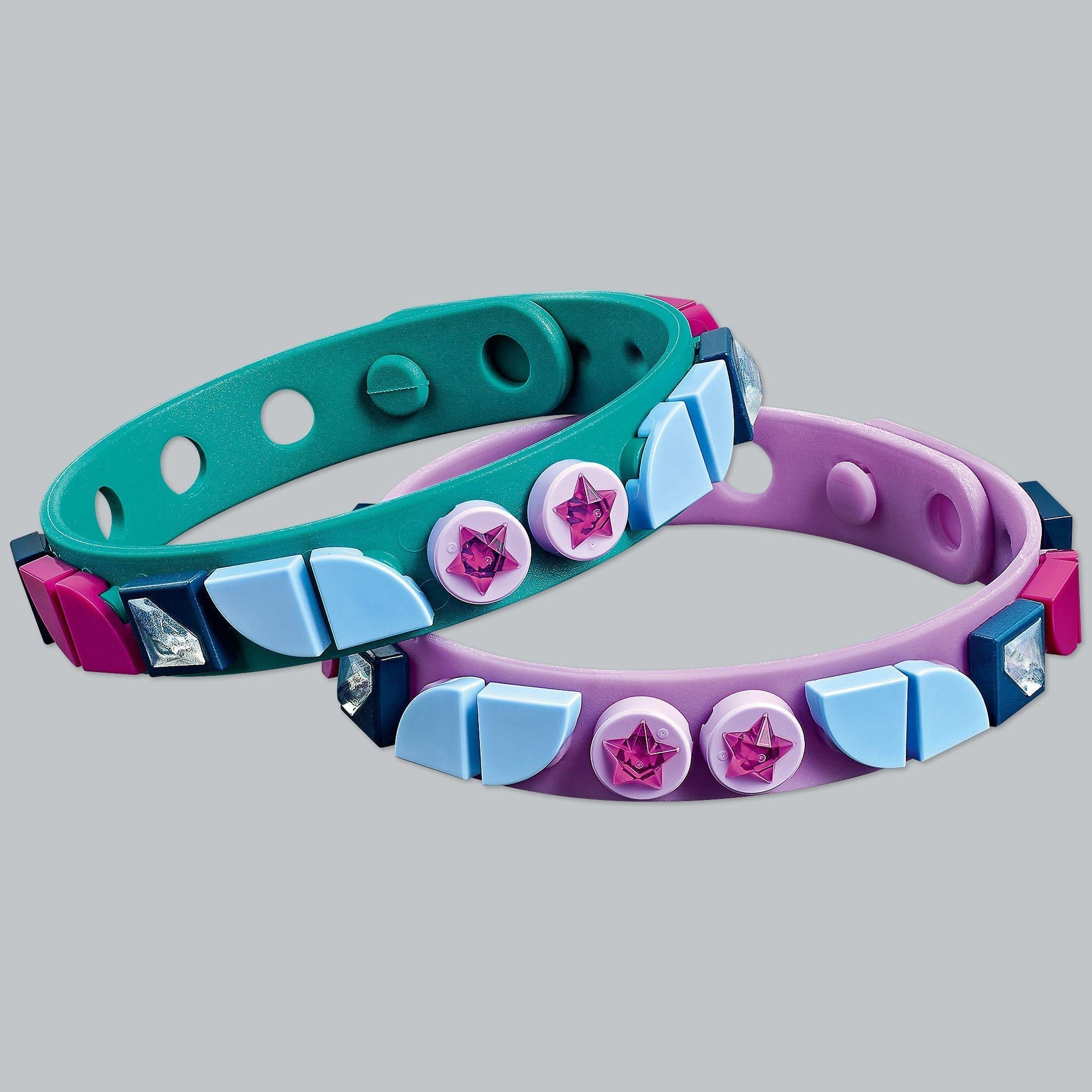 LEGO® DOTS Starlight Bracelets Set 41934 featuring teal and purple bracelets with decorative tiles.