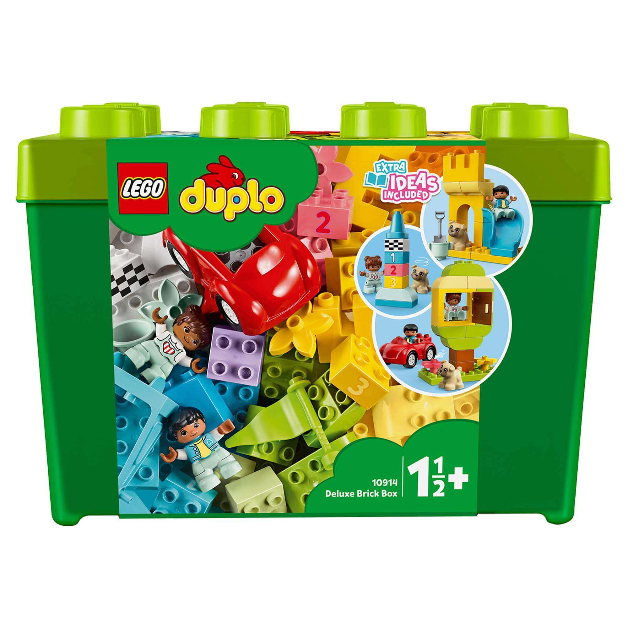 LEGO® DUPLO Classic Deluxe Brick Box Set 10914 with vibrant bricks, car, and fun building ideas for toddlers.