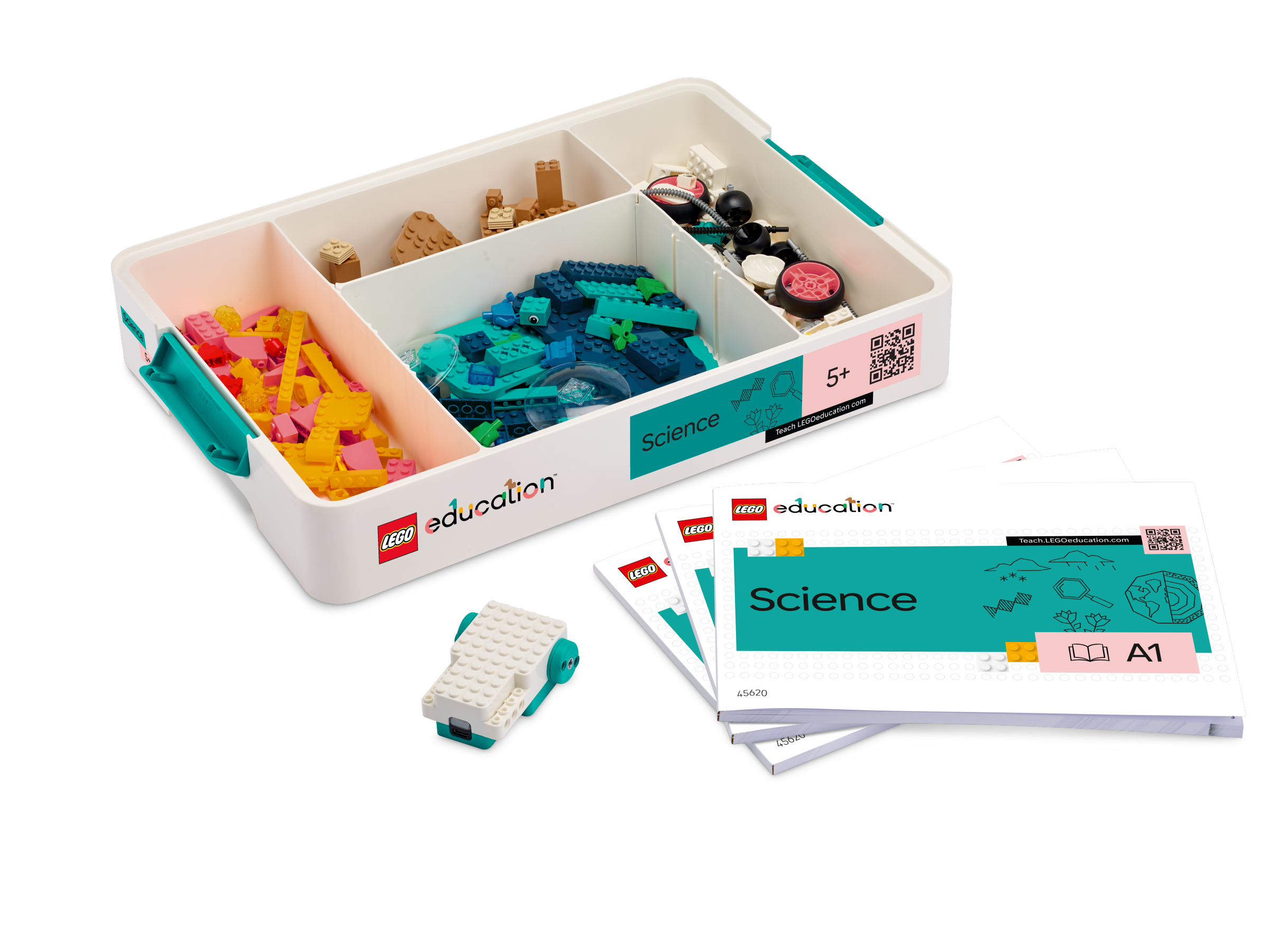 LEGO Education Science kit for Year 1-3, featuring colorful bricks and curriculum materials.
