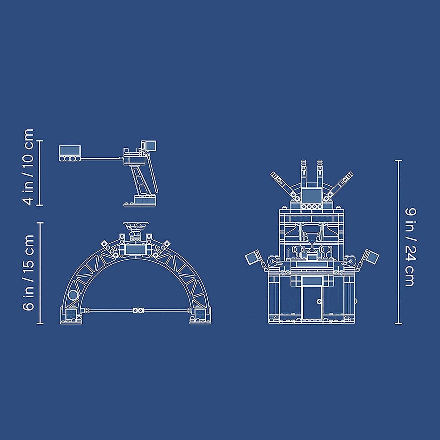 Blueprint of LEGO® Friends Heartlake The Big Race Day Playset showing dimensions and design details.