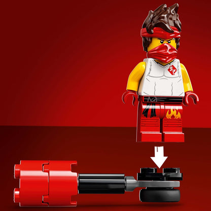 LEGO® NINJAGO Kai minifigure featuring fiery outfit and weapon, perfect for epic battles in the 71730 set.