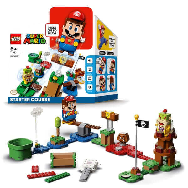 LEGO Super Mario Adventure Starter Course Set 71360 with Mario figure, blocks, and interactive gameplay elements.