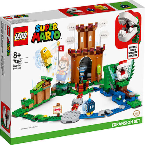 LEGO Super Mario Guarded Fortress Expansion Set 71362 with castle, characters, and interactive elements.