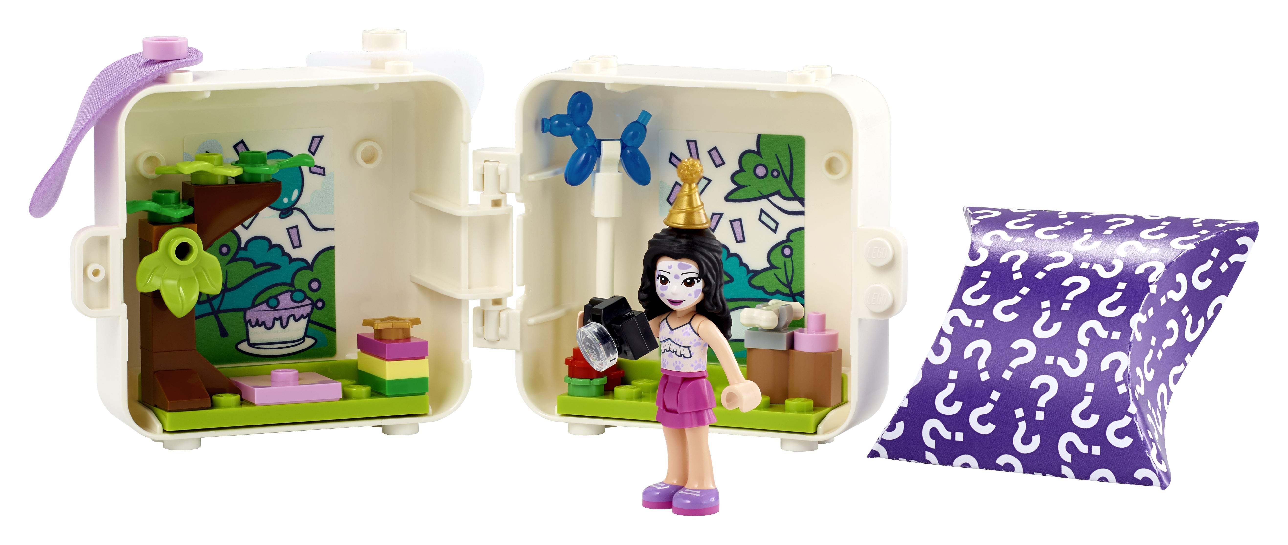 LEGO® Friends Emma's Dalmatian Cube Playset 41663 with miniature figures, puppy-themed interior, and fun accessories.