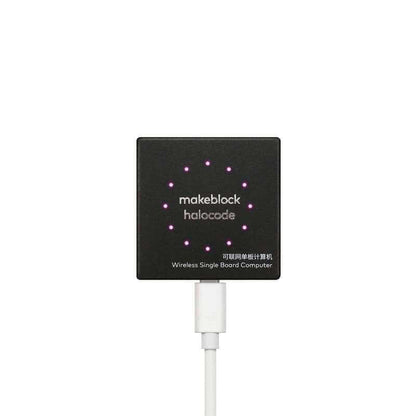 Makeblock HaloCode V2 wireless single board computer with LED lights and USB connection.