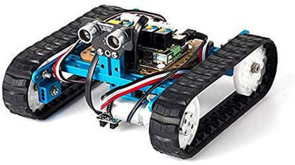 Makeblock Ultimate Robot Kit V2.0 mBot with robotic arm tank and electronic components for learning programming.