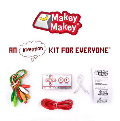 Makey Makey STEM Pack with invention kit components for hands-on STEM learning, suitable for ages 8 and up.