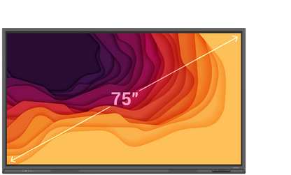 Newline Lyra 75" Touch Screen display with vibrant colors, highlighting its 75-inch size and modern design.