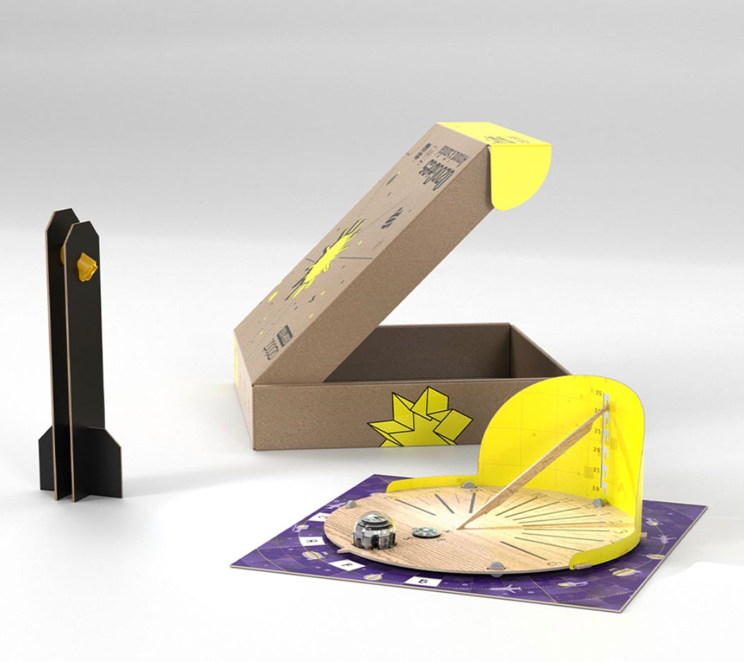 Ozobot Entry BIT+ Kit - Sundial Bundle with box, sundial model, and coding activities for creative learning.