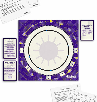 OzoGoes Around A Sundial educational kit for learning STEAM concepts with solar system theme.