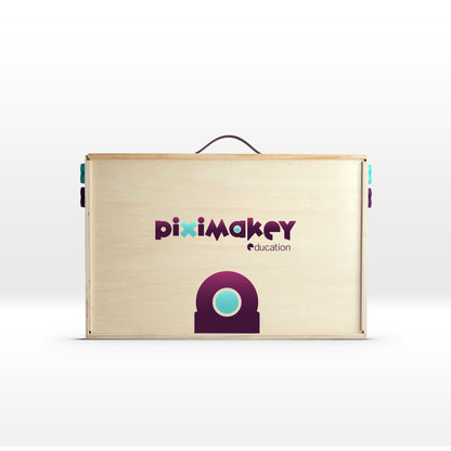 Piximakey Education Animation Studio wooden suitcase for stop motion animation setup.