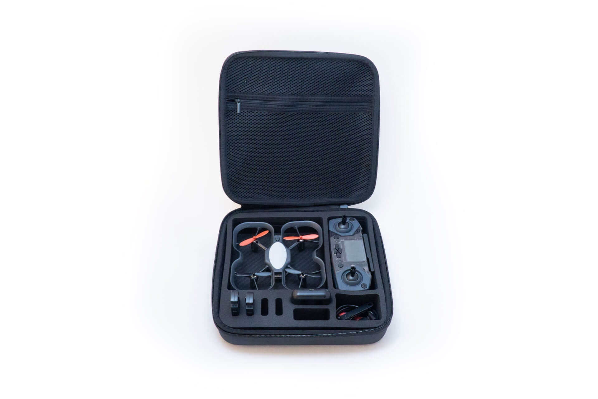 Robolink CoDrone EDU carrying case with foam interior holding drone and accessories.