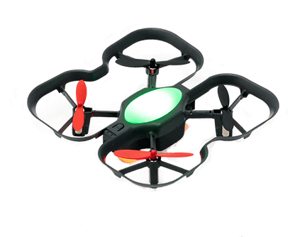CoDrone EDU classroom drone featuring colorful lights and propellers for coding education.