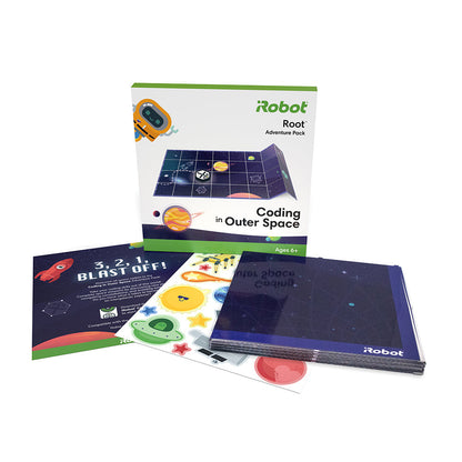 Root Adventure Pack: Coding in Outer Space with interactive game materials for kids.