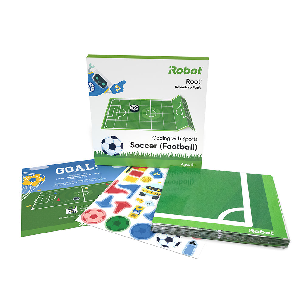 Root™ Adventure Pack for coding with football, featuring activity mat and soccer-themed coding resources.