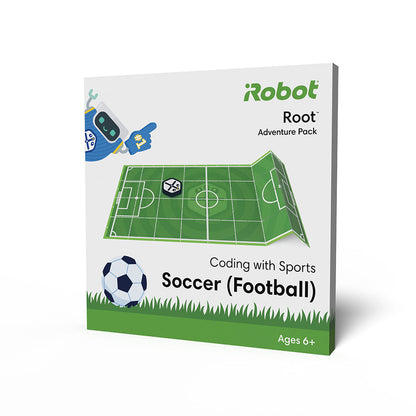 Root™ Adventure Pack for coding with football, featuring a foldable activity mat and iRobot Root® characters.