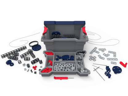 Sphero Blueprint Build Kit components spread out, featuring various parts for engineering prototypes and hands-on learning.