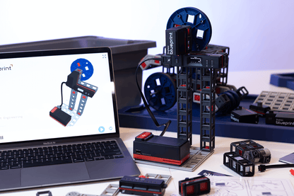 Sphero Blueprint Engineering Class Pack with kits, laptop display, and educational tools for teaching engineering.