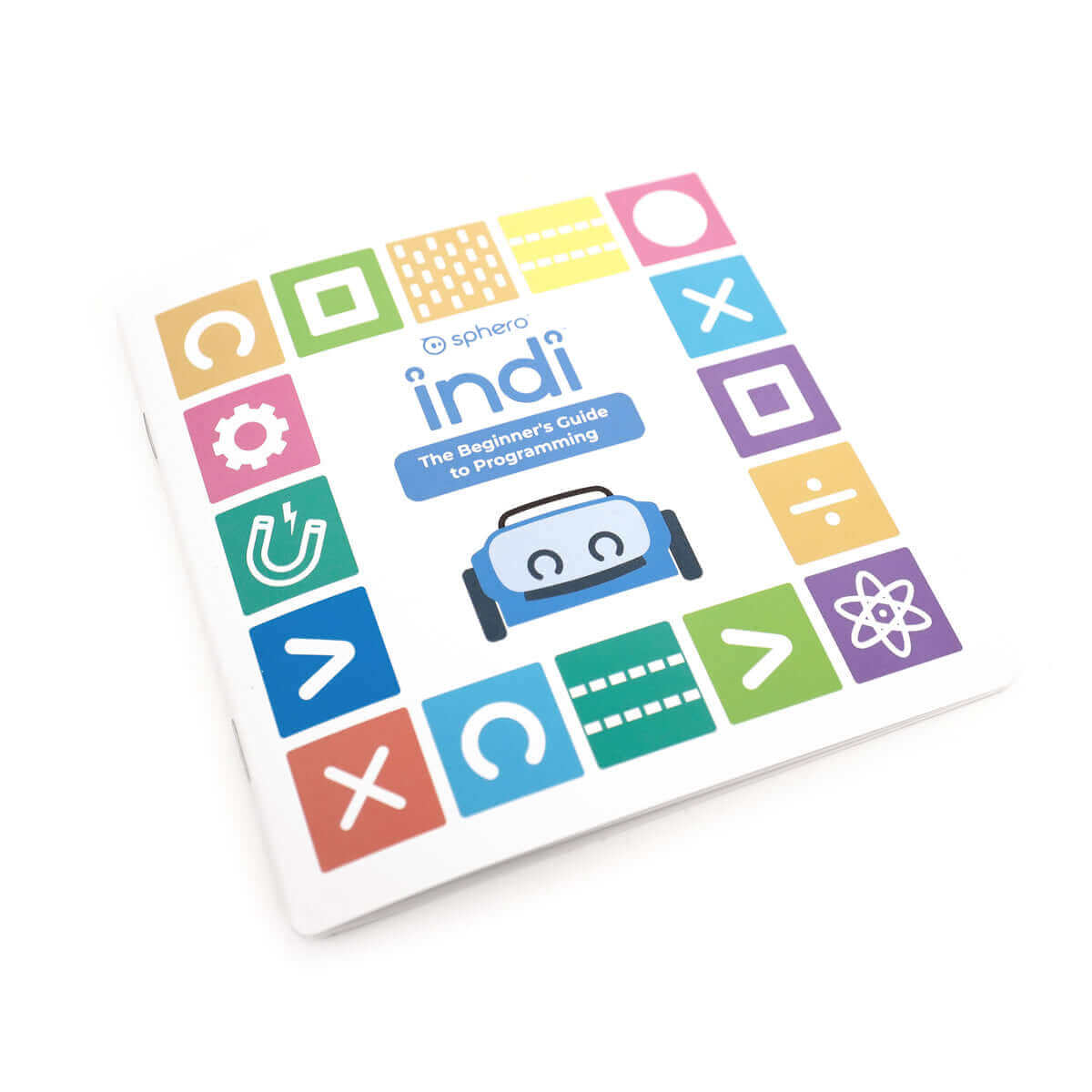 Sphero indi guide for beginners in programming with colorful icons promoting STEAM learning.