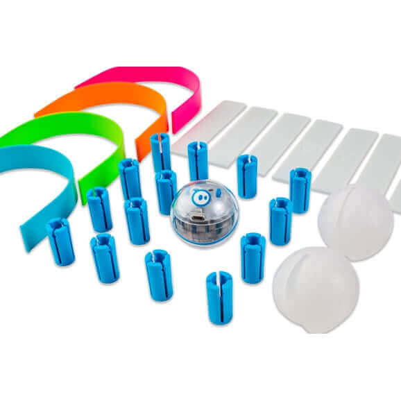 Sphero Mini Robot Activity EDU Pack components, including a robot and accessories for interactive learning.